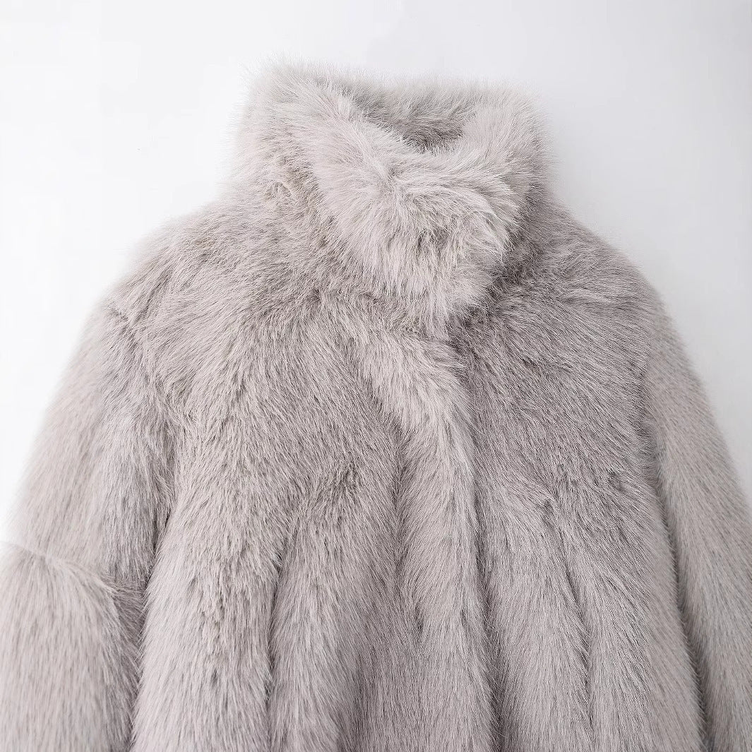 Manteau en fourrure de cuir simple et tendance pour femme