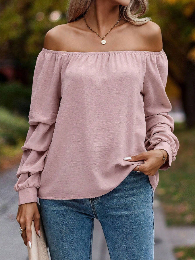 Women's Fashion Shoulder-baring Nodule Long Sleeve Shirt