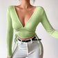 Short Cross  Drawstring Reveals Chest And Long Sleeves