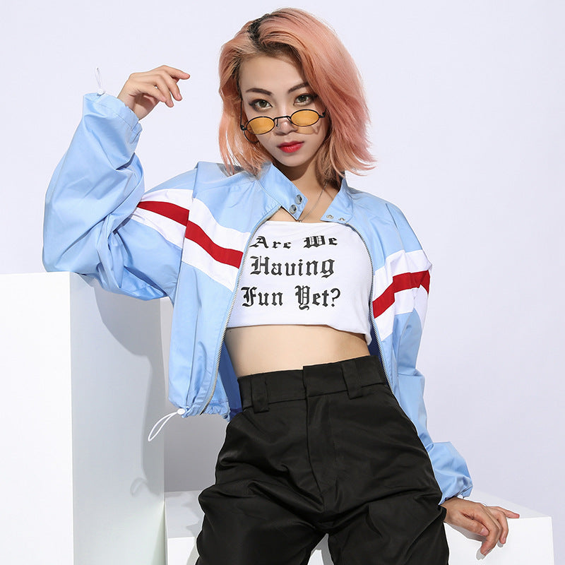 Geometric patchwork jacket baseball jersey