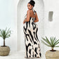 Halter Cows Pattern Dress V-neck Backless