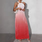 Womens Gradient-Color Fashionable Sexy Backless Halter Dress