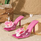 Flower Decoration Open Toe High Heel Slippers Female Summer