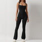 Solid Color Square Collar Vest Seamless Yoga Exercise Flared Pants