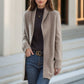 Nouveau cardigan tricoté à manches longues et col polo, couleur unie, avec poches amples, pour femme