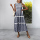 Casual Womens Lace Ruffle-neckline Sleeveless Striped Dress