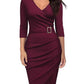 New 3/4 Sleeve V-neck Office Dinner Party Dress