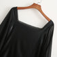 Square Collar Temperament Slim PU One-piece Leather American Ladies Bottoming Shirt