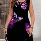 Robe à manches courtes et imprimé végétal pour femme, jupe patchwork à contraste de couleurs