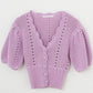Western Style Hollow Chain Link Flower Gentle Short Knit Sweater