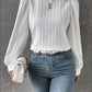 Spring Round Neck Lantern Sleeve Long Sleeve Solid Color Loose Blouse