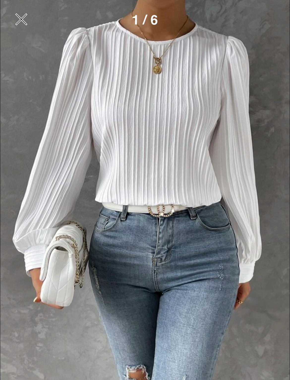 Spring Round Neck Lantern Sleeve Long Sleeve Solid Color Loose Blouse