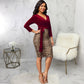 Fashion Printed V-neck Nine-quarter Sleeve Women's Clothing Dress
