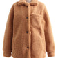 Veste à manches longues en peluche de couleur unie, style hipster de rue