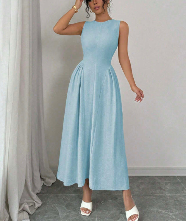 European And American-style Sleeveless Figure-flattering Waist-cinching Dress