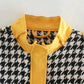 Short Houndstooth Woolen Texture Small Lapel Single Pocket