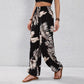 Leaf Pattern Waist Thin Belt Comfortable Casual Pants Trousers