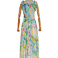Robe longue sans bretelles à imprimé tendance pour les fêtes