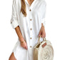 Robe chemise boutonnée à manches longues et revers pour femme, vêtement d'automne décontracté