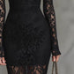 Black Stretch Lace Mermaid Maxi Dress