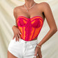 Low-cut Color Matching Wrapped Chest Lace Steel Ring Fishbone Top