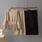 Casual Round Neck Wool Woven Suit Waist Slimming