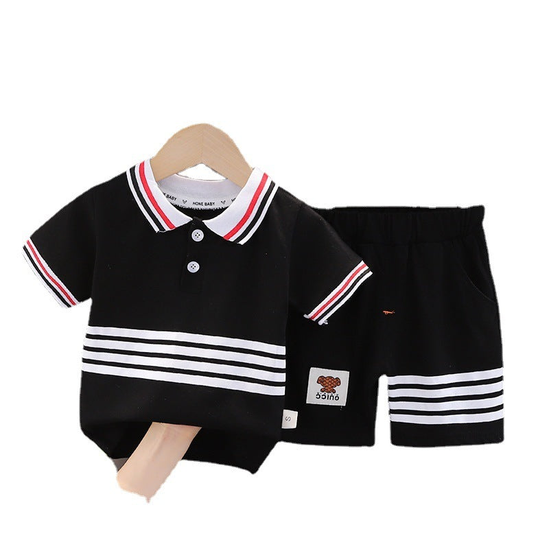 Western Style Boys' Summer Lapels Short Sleeve Two-piece Suit