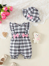 New Baby Girl Bow Plaid Jumpsuit