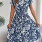 Robe plissée à manches courtes et ourlet large, élégante, style européen et américain