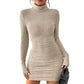 Euro-American Style High-neck Dress