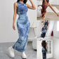 Women's Sleeveless Printed Mid-length Dress