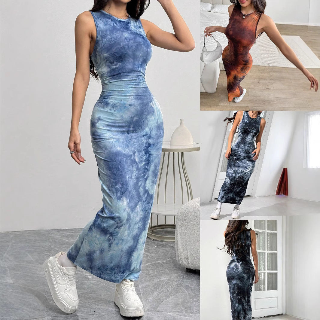 Women's Sleeveless Printed Mid-length Dress