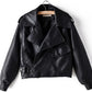 Women's PU Leather Jacket with Short Washed Leather Jacket