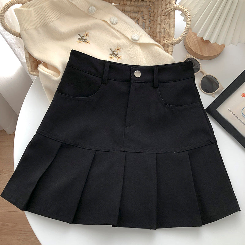 Fashion High-waisted A-line Pleated Skirt Women