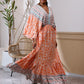 V-neck Beach Vacation Bat Sleeve Bohemian Dress