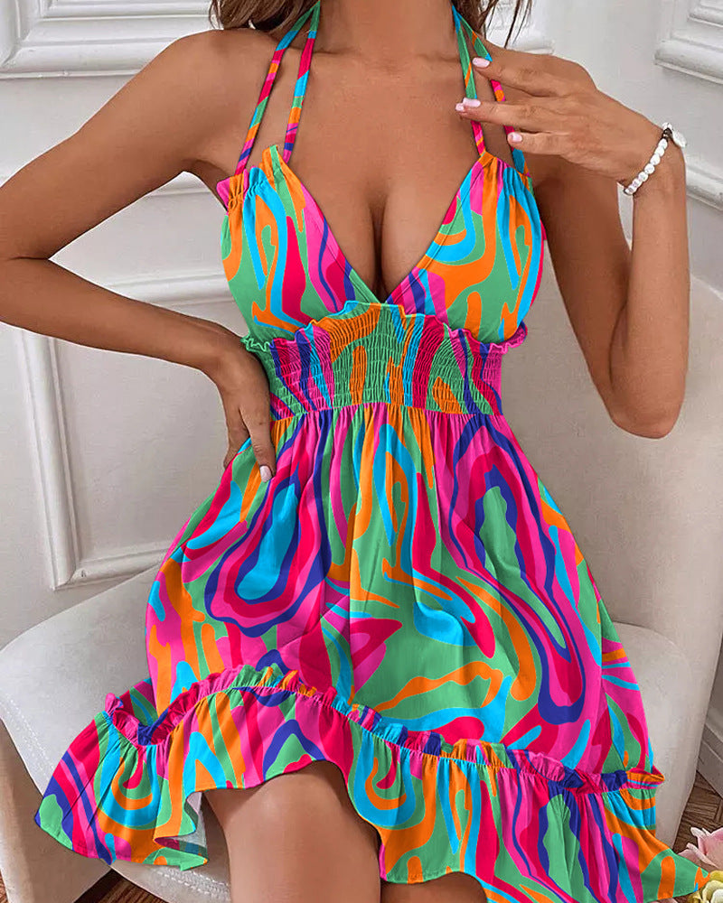 selling Floral-print Strap Casual Dress