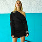 Solid Color Long Sleeve Off-the-shoulder Upper Body Loose Short Dress