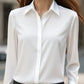 Solid Color Long Sleeve Lapel Satin Blouse
