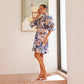 Stylish All-matching Linen Dress With A Chic Print And Lace Trim