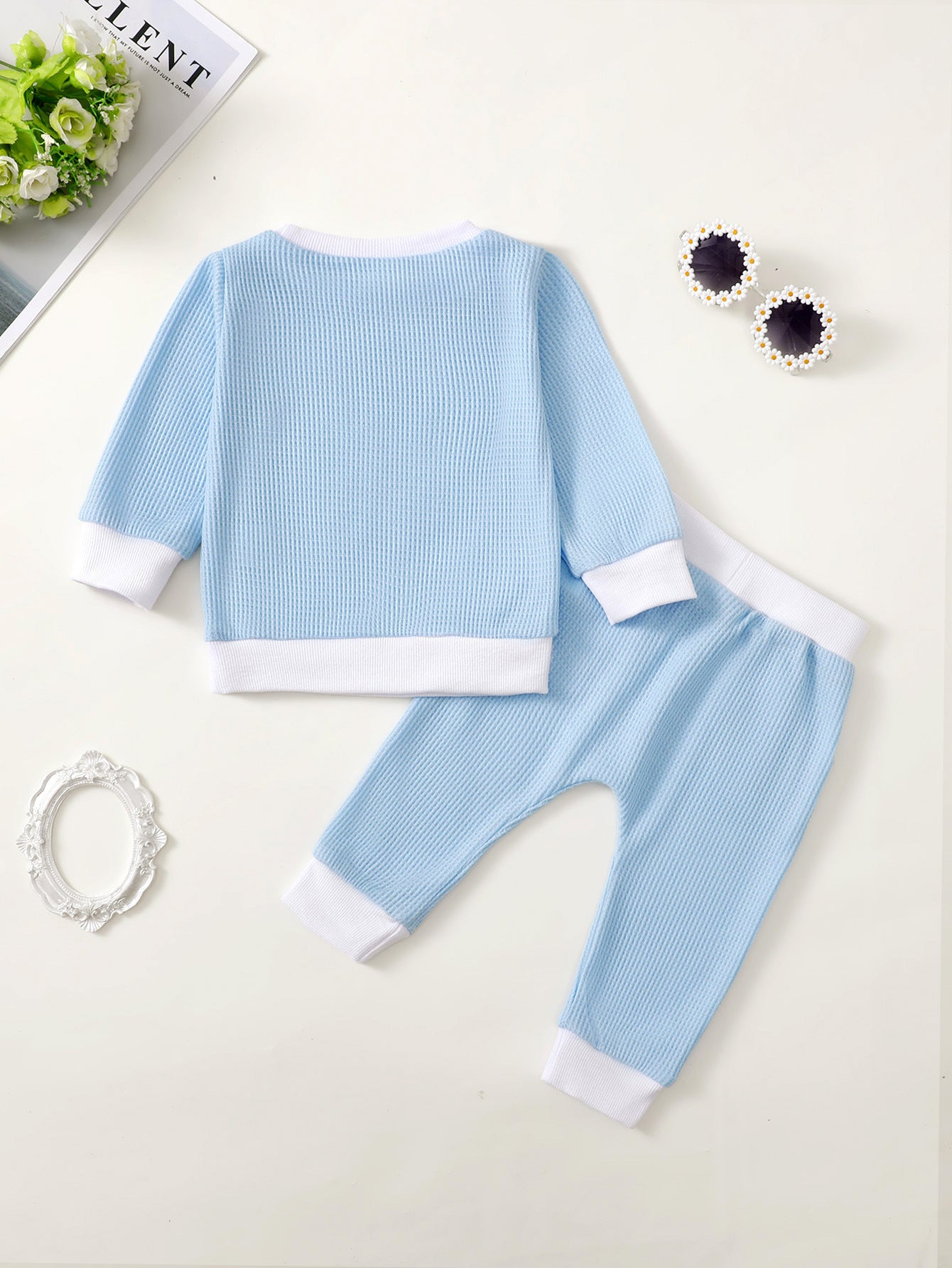 Ensemble pull gaufré imprimé pour fille