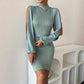 Hollow-Out Polyester-Ammonia Diamond Cable-Knit Jacquard One-Piece Dress