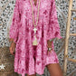 Women's printed button Ruffle shirt skirt