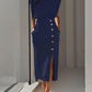 Split Metal Button Summer Dress Women