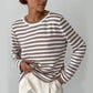 Pull rayé à manches longues en tricot, pull polyvalent, vêtements pour femmes
