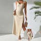 Cutout Slim Fit Slit Spaghetti Straps Knitted Beach Dress