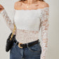 Elegant Fan-shaped Collar Off-shoulder Lace Top