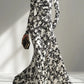 Womens Long Sleeve Sexy High Waist Maxi Dress With A Flared Silhouette And Pleated Details