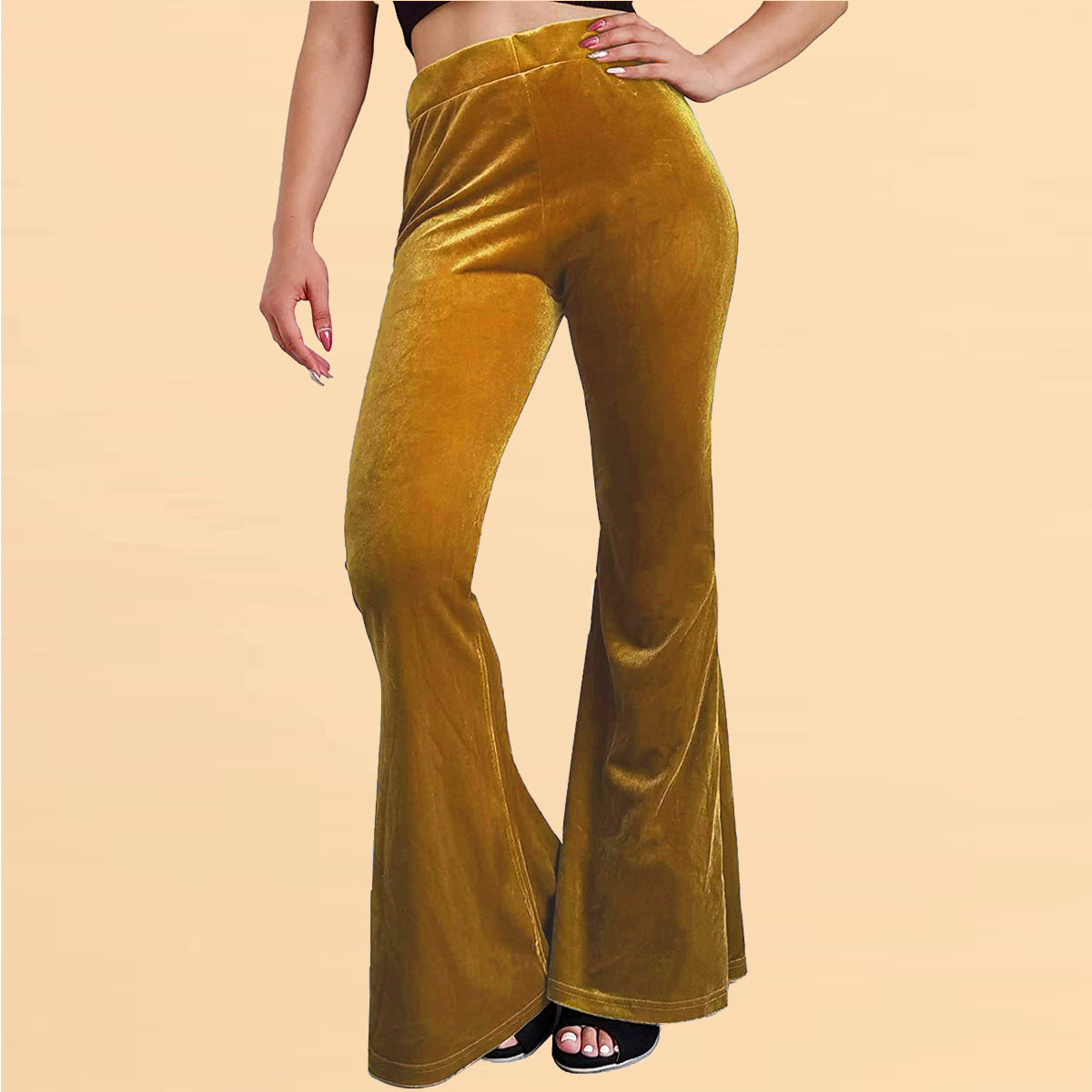 Pantalon en velours à pattes d'éléphant décontracté pour femme