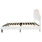 3ft Single Upholstered Bed With LED Adjustable Cute Cloud Headboard, Soft Velvet Bed Frame With Solid Wood Slat, No Box Spring Needed, Easy Assembly, Cream White No Mattress