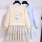 Robe de printemps à manches longues pour fille, style occidental, avec fausses coutures et motif floral